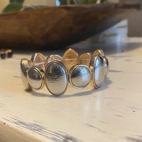Gold and Silver Textured Bracelet - Picture 1 of 7